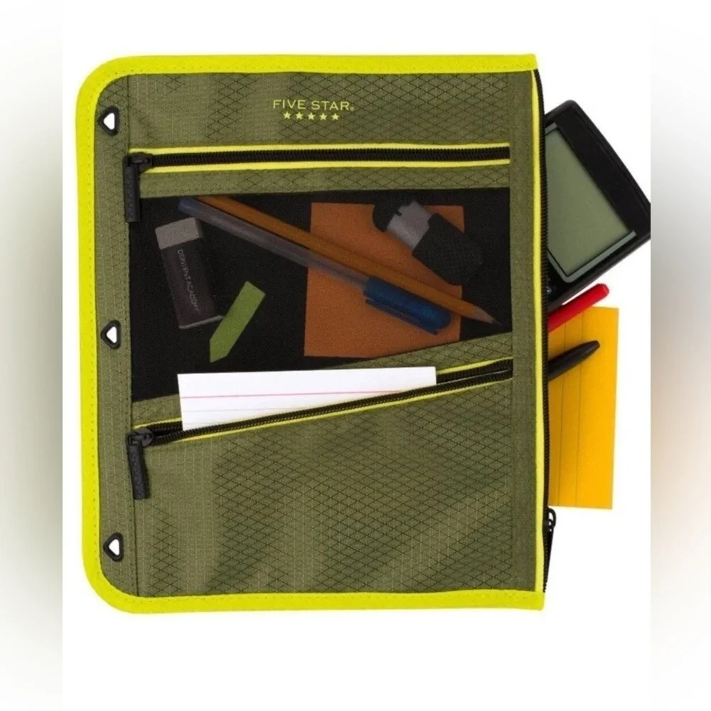 Five Star Large Pencil Pouch Olive/Citrus Size 11